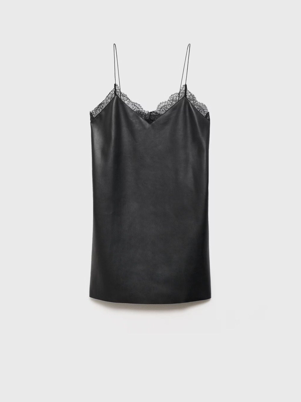 FAUX-LEATHER - LACE TRIM SLIP DRESS - Picture 5 of 5